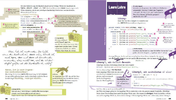 Beispiel-Buchseite von Schrödinger programmiert Java: Das etwas andere Fachbuch.